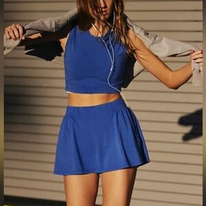 Free People Blue Crop Top and Skirt Set